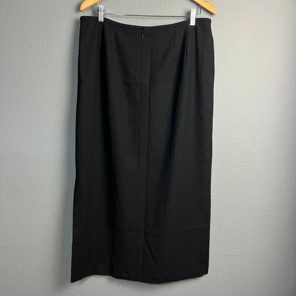 Dress Barn Black Midi Skirt Women's Size 16 Career Pencil Slit Lined Closet‎